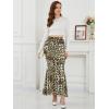 image:imageNASHALYLY Womens Mesh High Waisted Bodycon Mermaid Maxi Skirts Ruched Fishtail Long SkirtLeopard