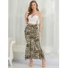 image:imageNASHALYLY Womens Mesh High Waisted Bodycon Mermaid Maxi Skirts Ruched Fishtail Long SkirtLeopard
