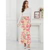 image:imageNASHALYLY Womens Mesh High Waisted Bodycon Mermaid Maxi Skirts Ruched Fishtail Long SkirtPink Watercolor Blossom