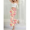 image:imageNASHALYLY Womens Mesh High Waisted Bodycon Mermaid Maxi Skirts Ruched Fishtail Long SkirtPink Watercolor Blossom