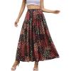 image:imageNASHALYLY Chiffon Maxi Skirt for Women ALine High Waisted Elastic Floral Long SkirtRed Green Floral