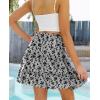 image:imageNASHALYLY Womens Summer Boho Floral Print Mini Skirt High Waist Drawstring Tiered SkirtsApricot Black Floral