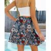image:imageNASHALYLY Womens Summer Boho Floral Print Mini Skirt High Waist Drawstring Tiered SkirtsBlue Tangerine Floral