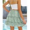 image:imageNASHALYLY Womens Summer Boho Floral Print Mini Skirt High Waist Drawstring Tiered SkirtsGreen Dot