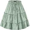 image:imageNASHALYLY Womens Summer Boho Floral Print Mini Skirt High Waist Drawstring Tiered SkirtsGreen Dot