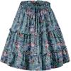 image:imageNASHALYLY Womens Summer Boho Floral Print Mini Skirt High Waist Drawstring Tiered SkirtsGreen Pink Floral