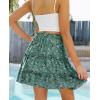 image:imageNASHALYLY Womens Summer Boho Floral Print Mini Skirt High Waist Drawstring Tiered SkirtsGreen White Floral