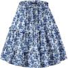 image:imageNASHALYLY Womens Summer Boho Floral Print Mini Skirt High Waist Drawstring Tiered SkirtsWhite Blue Floral