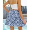 image:imageNASHALYLY Womens Summer Boho Floral Print Mini Skirt High Waist Drawstring Tiered SkirtsWhite Blue Floral
