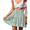 image:imageNASHALYLY Womens Summer Boho Floral Print Mini Skirt High Waist Drawstring Tiered SkirtsGreen Dot