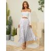 image:imageNASHALYLY Womens Chiffon Elastic High Waist Pleated ALine Flared Maxi SkirtsBeige Pink Floral