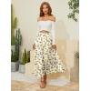 image:imageNASHALYLY Womens Chiffon Elastic High Waist Pleated ALine Flared Maxi SkirtsBeige Purple Floral