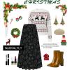 image:imageNASHALYLY Womens Chiffon Elastic High Waist Pleated ALine Flared Maxi SkirtsBlack Florald