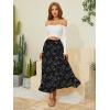 image:imageNASHALYLY Womens Chiffon Elastic High Waist Pleated ALine Flared Maxi SkirtsBlack Florald