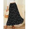 image:imageNASHALYLY Womens Chiffon Elastic High Waist Pleated ALine Flared Maxi SkirtsBlack Florald
