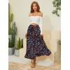 image:imageNASHALYLY Womens Chiffon Elastic High Waist Pleated ALine Flared Maxi SkirtsBlack Flower