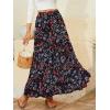 image:imageNASHALYLY Womens Chiffon Elastic High Waist Pleated ALine Flared Maxi SkirtsBlack Flower