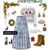 image:imageNASHALYLY Womens Chiffon Elastic High Waist Pleated ALine Flared Maxi SkirtsBlue Florala