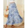 image:imageNASHALYLY Womens Chiffon Elastic High Waist Pleated ALine Flared Maxi SkirtsBlue Florala