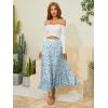image:imageNASHALYLY Womens Chiffon Elastic High Waist Pleated ALine Flared Maxi SkirtsBlue Green Floral