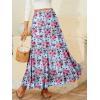 image:imageNASHALYLY Womens Chiffon Elastic High Waist Pleated ALine Flared Maxi SkirtsBlue Pink Rose
