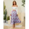 image:imageNASHALYLY Womens Chiffon Elastic High Waist Pleated ALine Flared Maxi SkirtsBlue Pink Rose