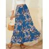 image:imageNASHALYLY Womens Chiffon Elastic High Waist Pleated ALine Flared Maxi SkirtsBlue Tangerine Floral