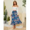 image:imageNASHALYLY Womens Chiffon Elastic High Waist Pleated ALine Flared Maxi SkirtsBlue Tangerine Floral