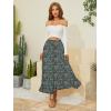 image:imageNASHALYLY Womens Chiffon Elastic High Waist Pleated ALine Flared Maxi SkirtsBoho Leaf