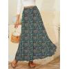 image:imageNASHALYLY Womens Chiffon Elastic High Waist Pleated ALine Flared Maxi SkirtsBoho Leaf