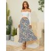 image:imageNASHALYLY Womens Chiffon Elastic High Waist Pleated ALine Flared Maxi SkirtsBrown Yellow Floral