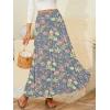 image:imageNASHALYLY Womens Chiffon Elastic High Waist Pleated ALine Flared Maxi SkirtsBrown Yellow Floral