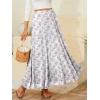 image:imageNASHALYLY Womens Chiffon Elastic High Waist Pleated ALine Flared Maxi SkirtsGreen Purple Floral