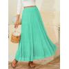 image:imageNASHALYLY Womens Chiffon Elastic High Waist Pleated ALine Flared Maxi SkirtsGreen423