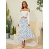 image:imageNASHALYLY Womens Chiffon Elastic High Waist Pleated ALine Flared Maxi SkirtsLight Green Floral