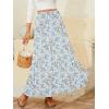 image:imageNASHALYLY Womens Chiffon Elastic High Waist Pleated ALine Flared Maxi SkirtsLight Green Floral