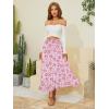 image:imageNASHALYLY Womens Chiffon Elastic High Waist Pleated ALine Flared Maxi SkirtsPink Blue Floral
