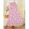 image:imageNASHALYLY Womens Chiffon Elastic High Waist Pleated ALine Flared Maxi SkirtsPink Blue Floral
