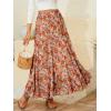 image:imageNASHALYLY Womens Chiffon Elastic High Waist Pleated ALine Flared Maxi SkirtsTangerine Petal