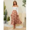 image:imageNASHALYLY Womens Chiffon Elastic High Waist Pleated ALine Flared Maxi SkirtsTangerine Petal