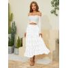 image:imageNASHALYLY Womens Chiffon Elastic High Waist Pleated ALine Flared Maxi SkirtsWhite Black Floral