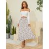 image:imageNASHALYLY Womens Chiffon Elastic High Waist Pleated ALine Flared Maxi SkirtsWhite Red Floral