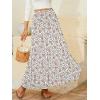image:imageNASHALYLY Womens Chiffon Elastic High Waist Pleated ALine Flared Maxi SkirtsWhite Red Floral