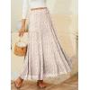 image:imageNASHALYLY Womens Chiffon Elastic High Waist Pleated ALine Flared Maxi SkirtsWhite Tangerine Floral