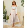 image:imageNASHALYLY Womens Chiffon Elastic High Waist Pleated ALine Flared Maxi SkirtsWhite Tangerine Floral