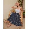 image:imageNASHALYLY Womens High Waisted Maxi SkirtElastic Chiffon Boho Long Skirt with PocketsBlue Gray Leaves