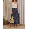 image:imageNASHALYLY Womens High Waisted Maxi SkirtElastic Chiffon Boho Long Skirt with PocketsBlue Gray Leaves