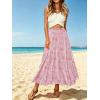 image:imageNASHALYLY Womens High Waisted Maxi SkirtElastic Chiffon Boho Long Skirt with PocketsPink White Floral