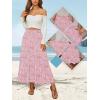 image:imageNASHALYLY Womens High Waisted Maxi SkirtElastic Chiffon Boho Long Skirt with PocketsPink White Floral