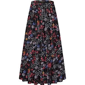 image:imageNASHALYLY Womens Chiffon Elastic High Waist Pleated ALine Flared Maxi SkirtsBlack Flower